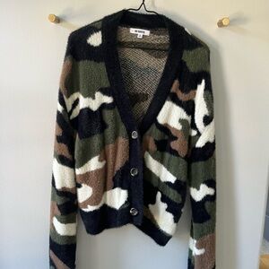 BB Dakota camoflauge cardigan sweater.